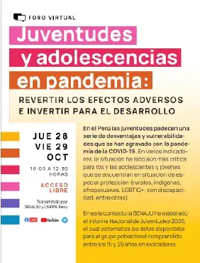 Juventudes y adolescencias en pandemia: Revertir los efectos adversos e invertir para el desarrollo